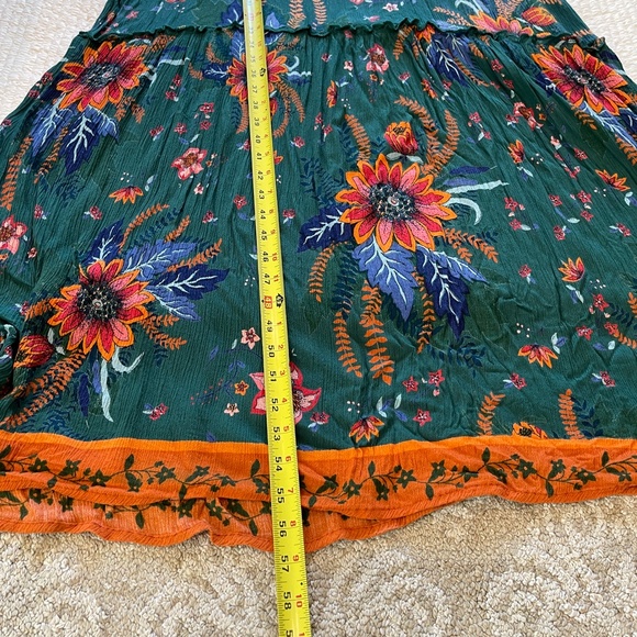 Patrons of Peace Maxi Dress Women's XS Floral Boho Short Sleeve with Belt Green - Picture 11 of 11